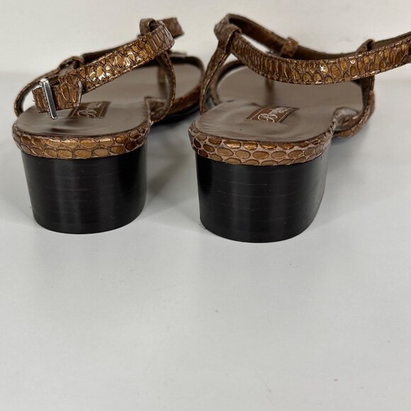 Brighton Brown Faux Snakeskin Sandals With Silver Floral Medallion Size 8.5 - Picture 4 of 10